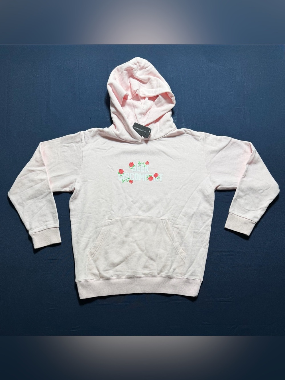 100% Organic Cotton XS NWT Seek Discomfort Rose Hoodie